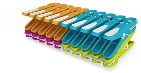 LaundrySpecialist Wäscheklammern Soft Grip – Multicolor – 60 Stück – extra lang & stabil – Kunststoff-Wäscheklammern – Bunte Klammern – Hergestellt in der EU