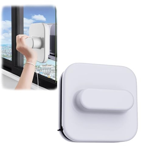 Magnetic Window Cleaner, Window Cleaner Magnetic, Adjustable Cleaning Equipmen Magnet Window Glass Cleaners Safe And Non Slip Cleaning Tools Suitable For 3 To 7 Mm Monolayer Glass (White)