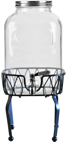 Dispensador de bebidas de vidrio de 3 l con soporte de metal tapa y grifo jarras portátiles para el hogar la oficina el bar la cafetería camping.