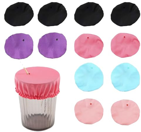 fKiZanthene 12 PCS Drink Covers Anti Spike Scrunchie, Elastic Cup Covers with Straw Hole for Bars Clubs and Night Out Safety