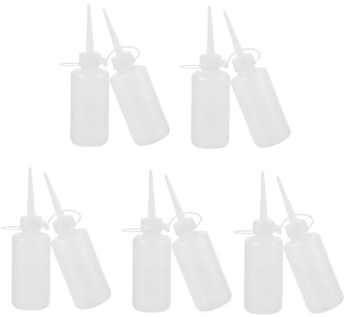 jojofuny 10pcs Transparent Plastic Oil Dispensing Bottles with Pointed Nozzle for Sewing Machine Leakproof Easy Squeeze Reusable Containers for Engine and Oil