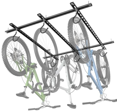 WALMANN Garage Ceiling Bike Rack, Adjustable Overhead Bicycle Storage System – Stores 3 Bikes Horizontally or 6 Bikes Vertically, Ceiling-Mount Bike Hanger for Road & Mountain Bikes