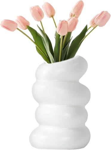 Vasi decorativi, vasi per fiori bianchi, vasi a spirale, vasi moderni, mini vasi per tulipani per soggiorno, cucina, ufficio, decorativi
