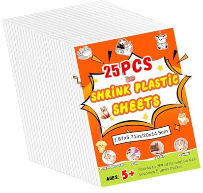 25 Blatt bedruckbares Schrumpfpapier-Set, raues Gesicht für Drucker, Eltern-Kind-Bastelaktivitäten, Kunstmaterialien, pädagogisches Schrumpfkunst-Set
