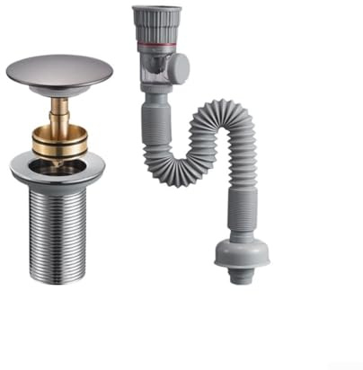 Tuyau de vidange de lavabo en acier inoxydable avec tuyau flexible en plastique résistant à la chaleur pour configuration de vidange d'évier de salle de bain (grep)