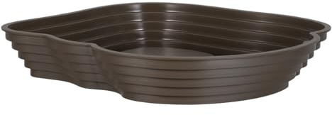 Toyvian Piscine pour Reptiles Grosse Taille 24 Cm en Plastique Marron Foncé, Bassin de Baignade Multifonction pour Tortues et Dragons Barbus, Gamelle Eau et Nourriture avec Rampe