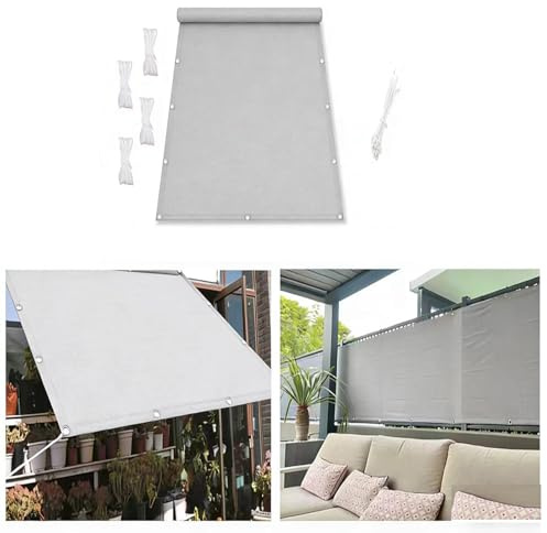 AUWUUA Toldo Vela de Sombra Impermeable 0.8x18M Vela de Sombra Toldo Parasol Protección 95% Rayos UV con Ojales y Cuerdas de Sujeción para Patio Terraza, Zona de Juegos al Aire Libre, Gris Claro