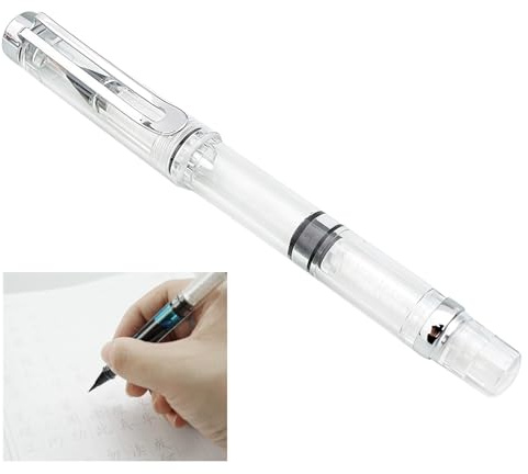 QLHNGUZ Fountain Pens, Piston-filled Flexible Brush Tip, Fountain Pen Refillable Retractable Brush Pens for Calligraphy Sketching Painting Drawing Journaling Beginners and Artists 1 Pc