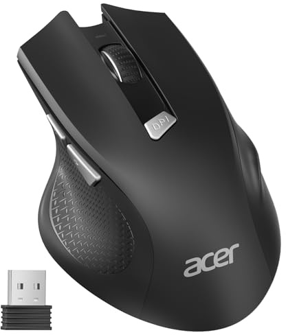 Acer Souris Ergonomique sans Fil 1600DPI Réglable, Souris Ordinateur 2,4GHz | Souris avec Mini Récepteur USB, Wirless Mouse Optique USB, 6 Boutons, Compatible avec PC/Mac/Laptop/Chromebook
