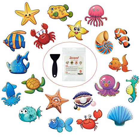Secopad Lot de 20 grands autocollants antidérapants pour baignoire, douche et baignoire avec grattoir de qualité supérieure