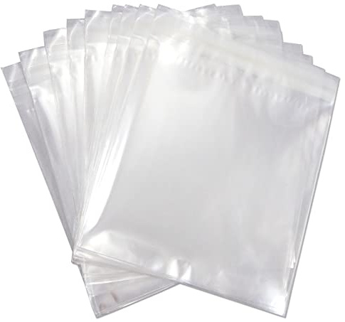Lot de 250 sachets en cellophane autocollants, petits carrés ~ 135 mm x 130 mm – Transparent en cellophane pour cartes, cire fondue, cadeaux