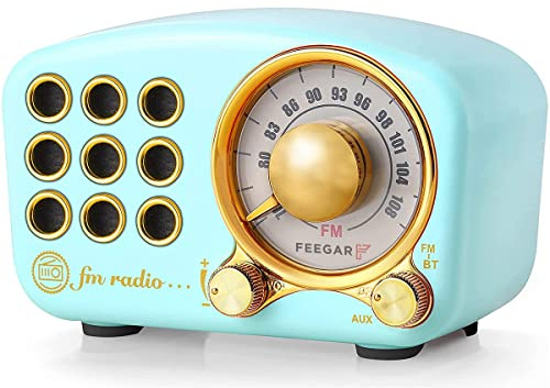 FEEGAR F Radio Retro Bluetooth-Högtalare FM-Radio med Klassisk Stil Gammal Bas Booster, Hög Volym, F-Kortplats och Extra Drift av MP3-Spelare microSD-Kort