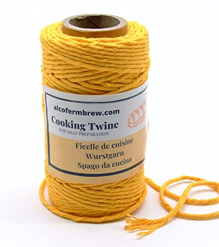 Spago da cucina | Giallo | 60 m | 2 mm | 100% cotone | Macrame Corda | Certificato per Il Contatto con Alimenti