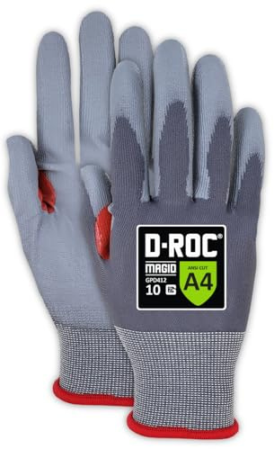 MAGID ROC 21G Ultra-Thin Polyurethane ANSI A4 Coated Work Glove, 1 Pair, Size 8/M, GPD412