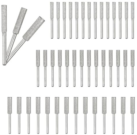 M METERXITY 45-Pack Diamond Chainsaw Sharpener, 5/32, 3/16, 7/32 High Hardness Grinding Stone Chainsaw Sharpening Kit for Electric Chainsaw Sharpener/Stone Carvings [3mm Silver]