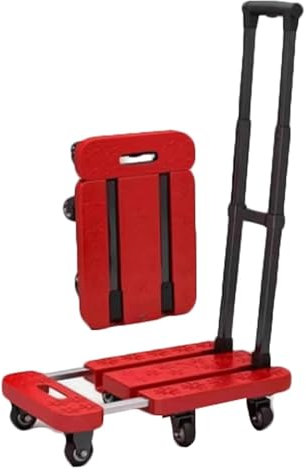 NIUSABOU roulement de roulettes Chariot à Plate-Forme Chariot Extensible avec 6 Roues Chariot Pliable en métal à Plateau Chargement de 136 LB Chariot de déménagement à Domicile Chariot à Plateau(Red)
