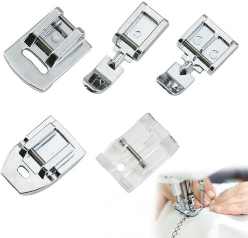 Pied de Biche Machine a Coudre, 5pcs Pied Presseur Machine Multifonctionnel Pied Fermeture Eclair Métallique et Plastique Accessoires Couture pour Machines à Coudre Brother Singer