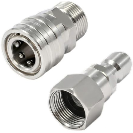 VOANZO Adaptersats för högtryckstvätt Svängbar 3/8 tums svängbar M22-14mm rostfritt stål Snabbkoppling Passar för högtryckstvättslang 5000PSI