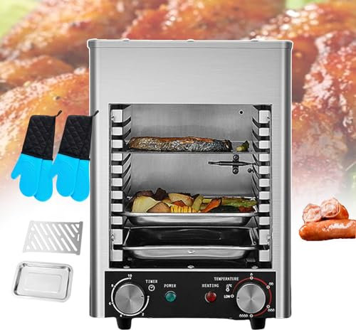 forplubossmmp Electric Steak Stove Teppanyaki Grill 13.1 * 10 * 14.5 IN, 1700W Electric Steak Griddles, Barbecue Grill Pan Constant Temperature 800°C (with Stainless Steel Grill & Tray & 2 Gloves)