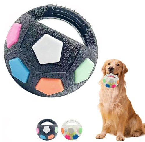 Rociveya Anti Stress Ball Hund, Antistressball Hund, Gummimaterial Hundeball Mit Handle, Interaktives Hundespielzeug, Hundefußball Spielzeug Für Mittlere Große Hunde (Schwarz)