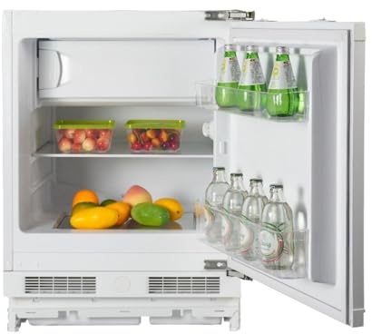 SIA RFU102/M Integrated Built In Under Counter Fridge With Ice Box, 96L Capacity, Reversible Door, LED Interior Light, Energy Rating E, White