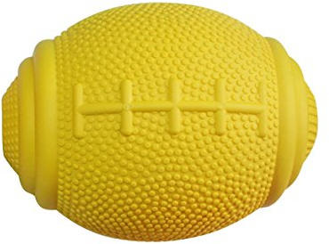 PlayfulSpirit Tricky Treat Rugby Ball: Dog Treat Dispenser - Awesome Anxiety Reliever and Boredom Breaker, Fun Fetch and Basic Puppy Training Toy (Small, Yellow)