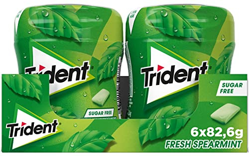 Trident Fresh Bottle Hierbabuena- Chicles sin Azúcar con Sabor a Hierbabuena - 6 Botes de 82,6 g
