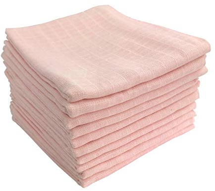 M.M.C. 10er Pack Mullwindeln | Spucktücher 100% Baumwolle - Stoffwindeln & Mulltücher fürs Baby | ÖKO-TEX zertifiziert, 80x70 cm (10 Rosa)