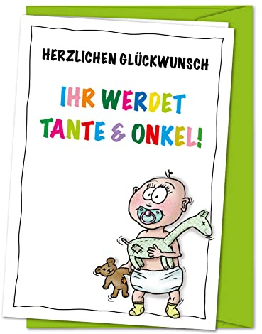 bernsteinfee-CARDS Karte Ihr werdet Tante und Onkel, Nachwuchs ankündigen, Schwangerschaft verkünden, Karte Wir sind schwanger, Baby im Anflug - XL Babykarte inkl. Umschlag