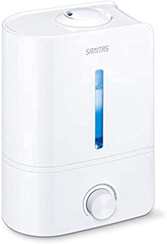 Sanitas SLB 40 Luftbefeuchter mit Ultraschall-Verneblung zur Raumluftbefeuchtung, mit Aromafunktion, für Räume bis 30m², leise