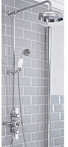 MILANO Rigid Riser Mixer Valve Shower Head Handset Chrome White