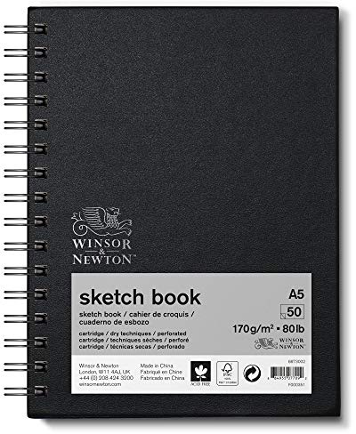 Winsor & Newton 6673002 Spiral Sketchbook, 50 Sheet, 170gsm, A5 Size, Natural White