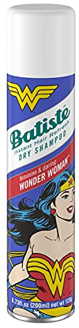 Batiste Champú Seco Wonder Woman Edición Limitada, Sin Sulfatos - Champú Vegano y Ecofriendly, Con Aroma A Almizcle, Lirio, Rosa, Lavanda y Naranja - 200Ml 200 g
