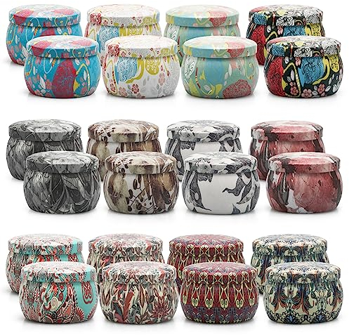 YINUO LIGHT 24 Tarros de Vacíos velas, contenedores de velas vacíos reutilizables, frasco de metal con tapa para hacer velas, mini cajas para velas de bricolaje Dia de la Madre