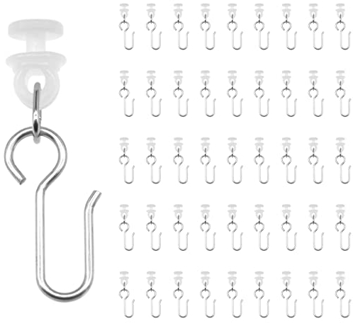 45 Stück S-förmige Vorhanghaken,Gardinenhaken Metall für Schienen,45 Stück Gleitrollen für Vorhänge Gardinenröllchen Gardine Schienenrolle Vorhangrollen