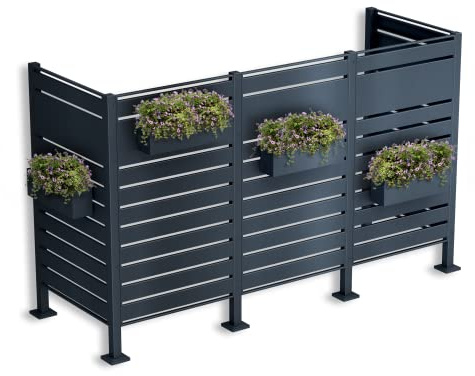 Metzler® Mülltonnenzaun mit Sichtschutz und Stahlverkleidung in Anthrazit RAL 7016, UV-beständig und pflegeleicht, für bis zu 3 Mülltonnen bis 240l, robust und modular erweiterbar