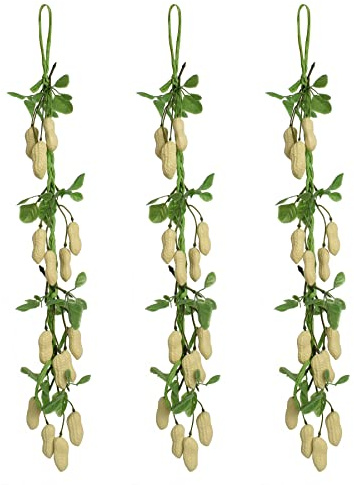 Hagao Fake Peanut Hanging Peanut String Artificial Vegetables Simulation Peanuts for Home Kitchen Decoration Teaching Aids 3 Sets
