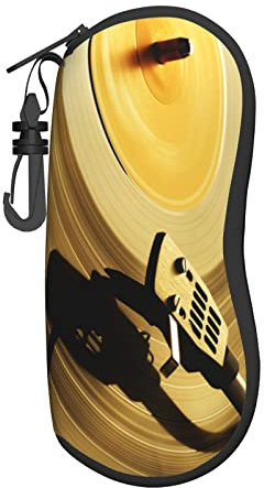 PSVOD Étui souple en néoprène ultra léger avec fermeture éclair pour disques vinyles avec clip ceinture, Noir, taille unique