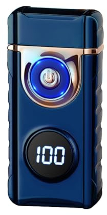 SKRFIRE Plasma Lighter Rechargeable Electric Lighter for Candle Arc Type C Electronic Torch Lighter Windproof Portable Metal Lighter with LED Power Display for Camping, Hiking, BBQ (Blue), 0.1