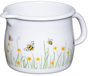 Riess, 0094-137, Schnabeltopf, Milchtopf, geb�rdelt, 12cm, 1.0L, LBH 18.7 x 13.5 x 11.3 cm, Gewicht 043kg, COUNTRY- BIENE, Emaille (0094-137)