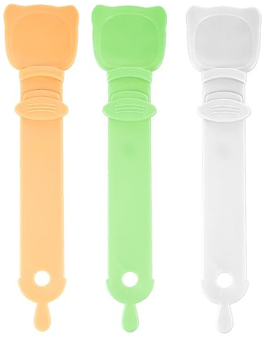 Oruola Lot de 3 Cuillère à Presser pour Bande de Chat,Cuillères à Friandise pour Chat,Squeeze Strip Spoon Mangeoire pour Chat,Cuillère d'alimentation pour Chat pour Friandises Humides à Lécher