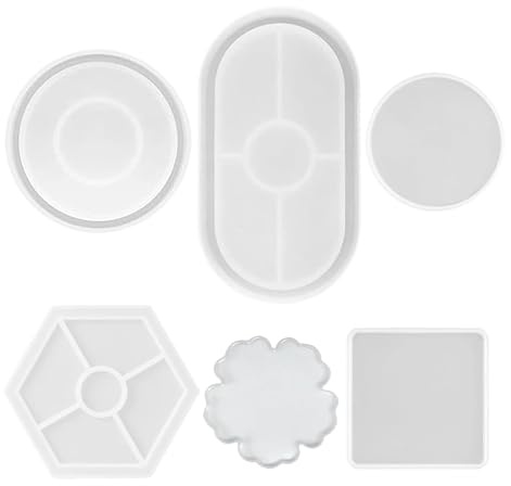 Silikonform Tablett, 6 Stück Silikonform Untersetzer Weiß | Silikonform Tablett Untersetzer, für DIY Teetablett Obsttablett Kunsthandwerk, Heimdekoration