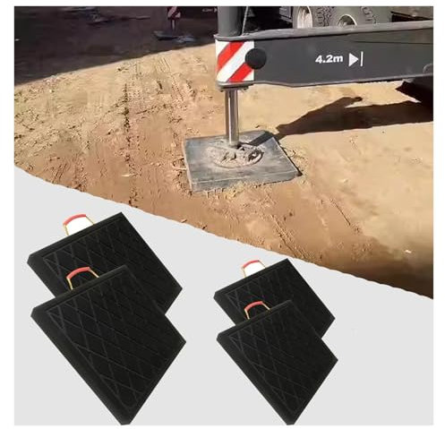 Wagenheber Pads Wohnmobil Stabilisator 1 2 4er Pack Kranausleger-Pads Betonpumpe/ Kübelwagen/ Wohnwagen/ Wohnmobil Nivellierpads Dicke Schwerlast-Stabilisatorunterlage Mit Griff(4 pcs,40x40x5cm/15.7x1
