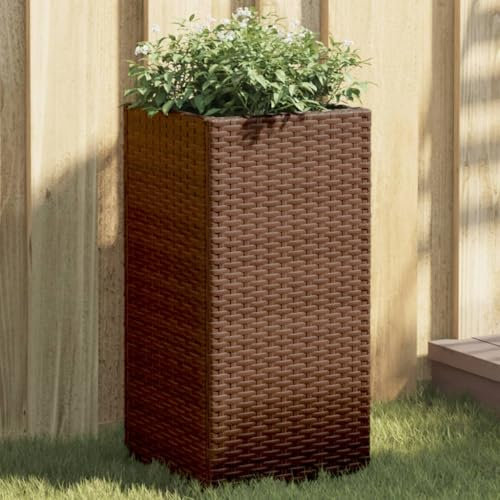 Juroupi Pflanzkübel Braun 30x30x60 cm Blumenkasten Balkon Pflanzschalen FüR Draussen Balkon Pflanzkasten Poly Rattan