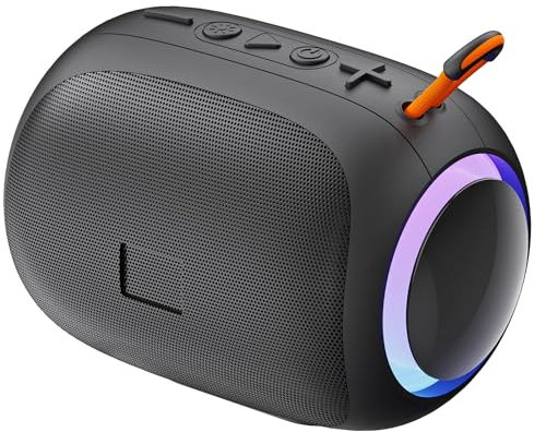 JYX Enceinte Bluetooth Portable (Noir)，Autonomie de 8 Heures, Lumière LED, Compatible TF/USB/AUX. Idéale pour la Maison/Le Cyclisme/L’extérieur/Voyages.