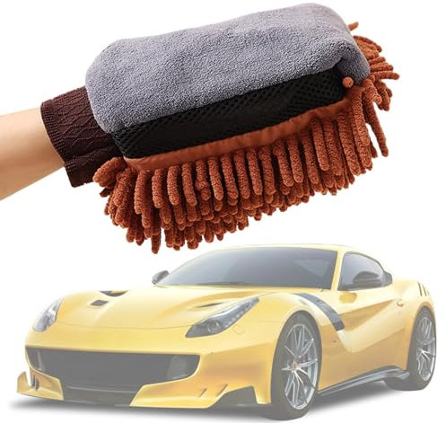 Missmisq Mikrofaser-Reinigungshandschuh, Autowaschschwämme und -Handschuhe - Keine Kratzer Autowaschbürste,Waschhandschuhe, Reinigungshandschuh, Wiederverwendbare, effiziente