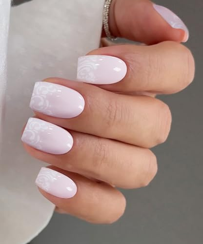 JMEOWIO Nagelfolie French Tip Mit Weißer Blume Gel Nail Nagelfolien Selbstklebend Nagelsticker Uv Härtend Dekoration Nageldesign Zubehör