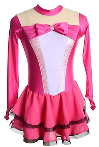 Zagitova Robe de patinage artistique for filles, Patchwork gracieux, dos ouvert, manches longues, tenues de danse de compétition for femmes(S)