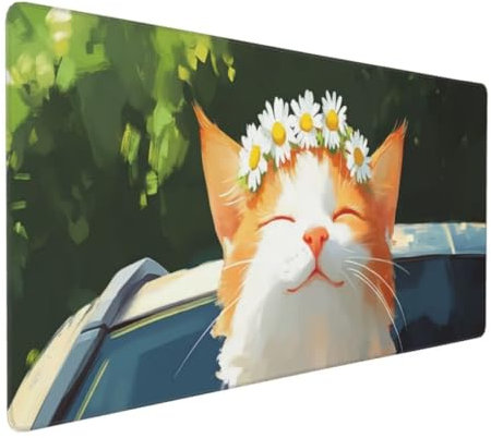 Niedlich Katze Mauspad XXL, Großes Mousepad 700x300x3mm Rutschfeste Schreibtischunterlage, Präzises und langlebiges Large Mouse pad, Improved Precision Rutschfeste Gummibasis, für Mauspad Office k-458