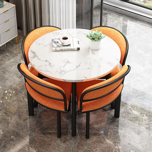Modernes Bürokonferenztisch-Set mit kleinem Besprechungstisch, Beistelltisch und Stühlen, rundes Küchen-Esstisch-Set für 4 platzsparende Möbel für Büro und Zuhause